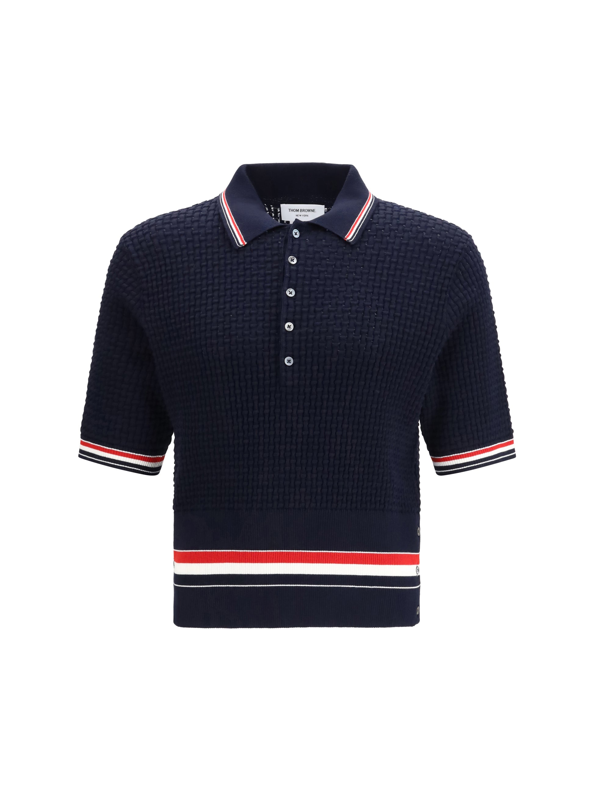 Thom Browne Men Woven Cotton Polo THOM BROWNE