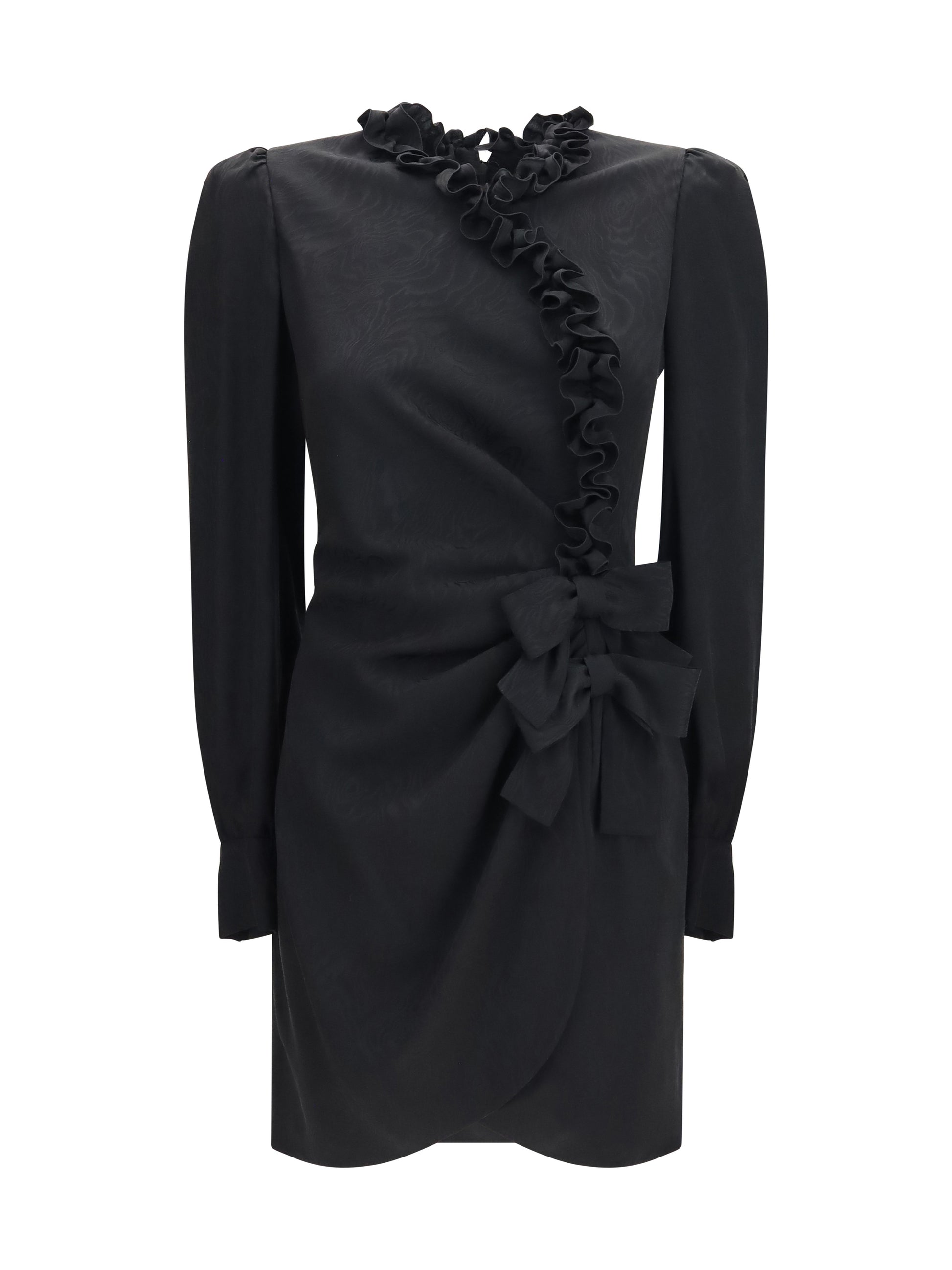 Alessandra Rich Women Silk Jacquard Mini Dress With Ruffles ALESSANDRA RICH