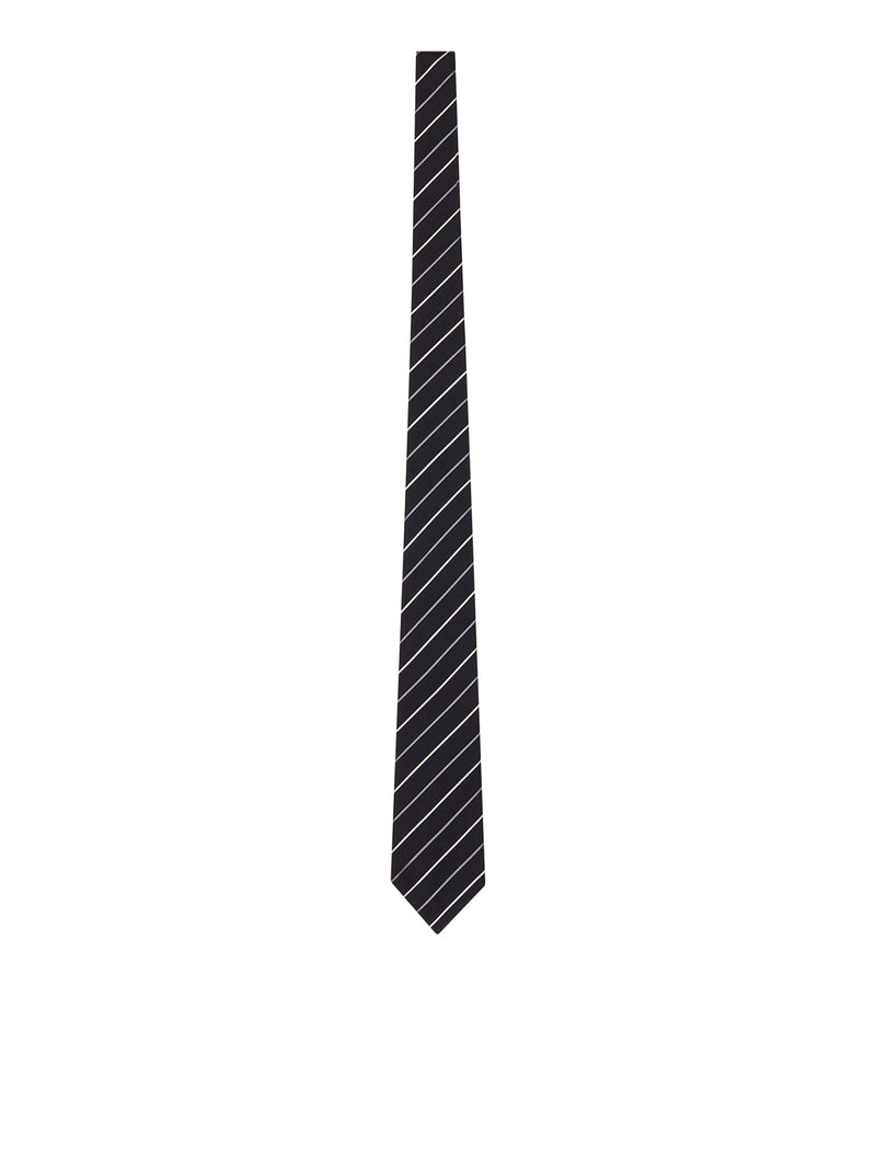 Saint Laurent Men Wide Striped Silk Jacquard Tie SAINT LAURENT