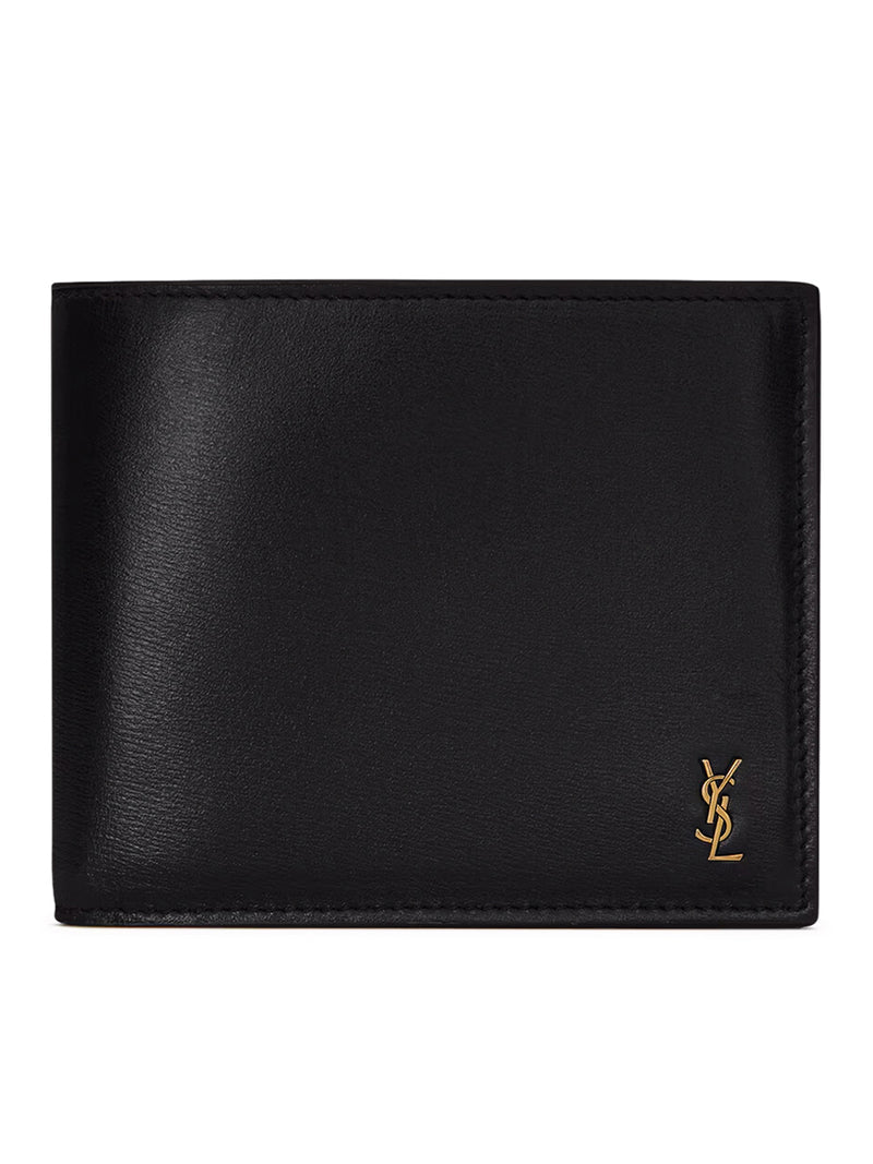 Saint Laurent Men Small Tiny Cassandre East/West Wallet In Glossy Leather SAINT LAURENT