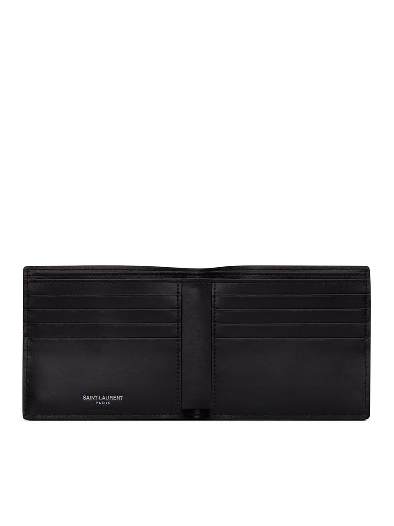 Saint Laurent Men Small Tiny Cassandre East/West Wallet In Glossy Leather SAINT LAURENT