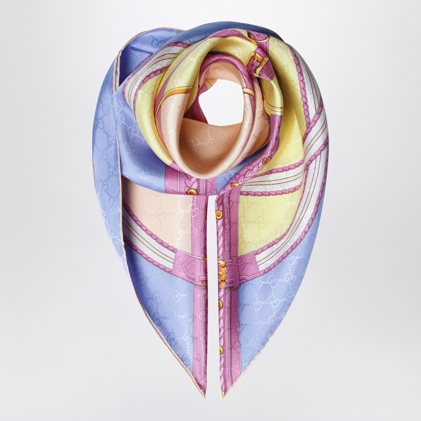 Gucci Pink/Lilac Printed Jacquard Silk Scarf Women GUCCI