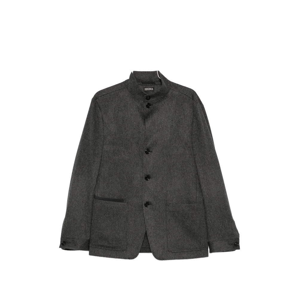 Zegna Grey Coats Men ZEGNA
