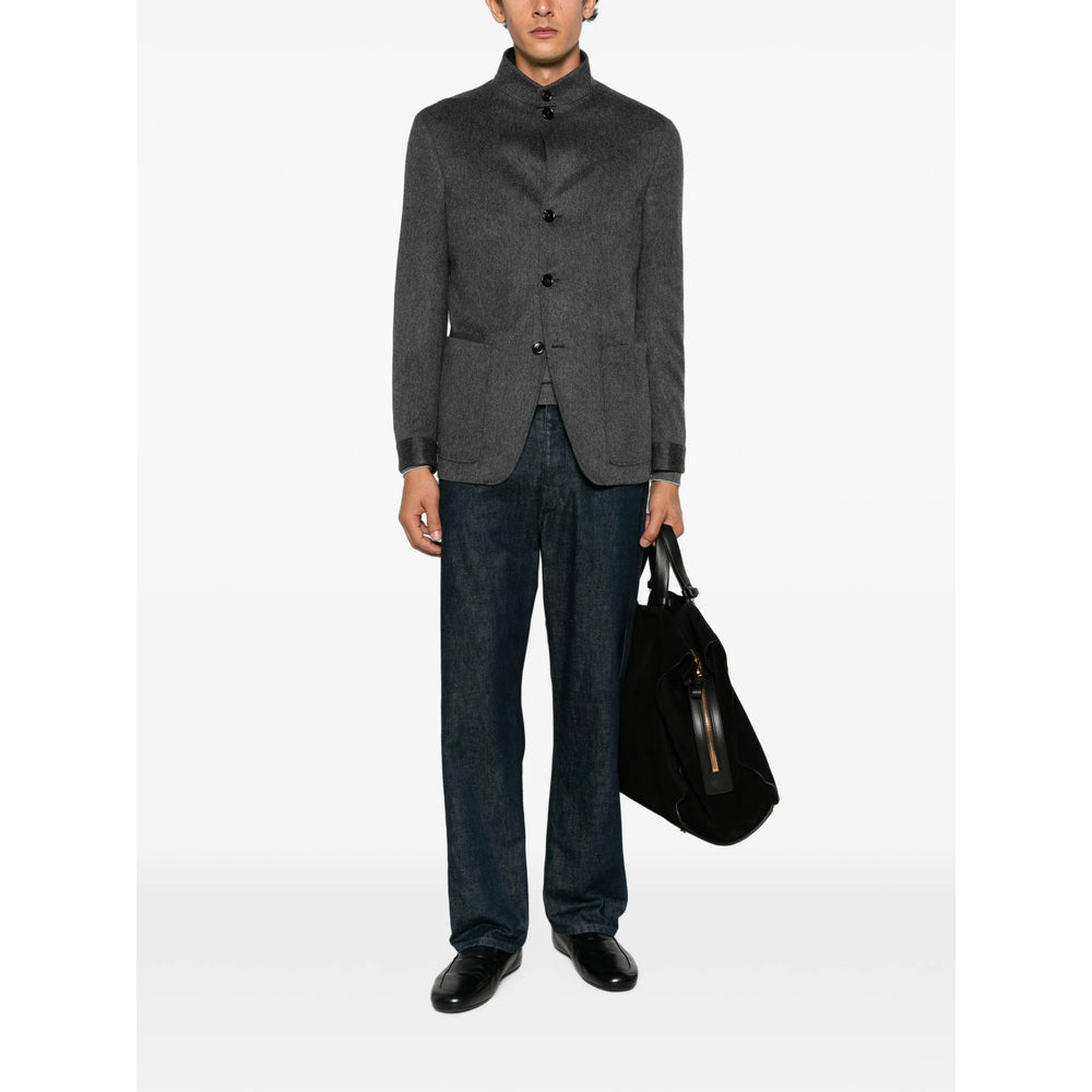 Zegna Grey Coats Men ZEGNA