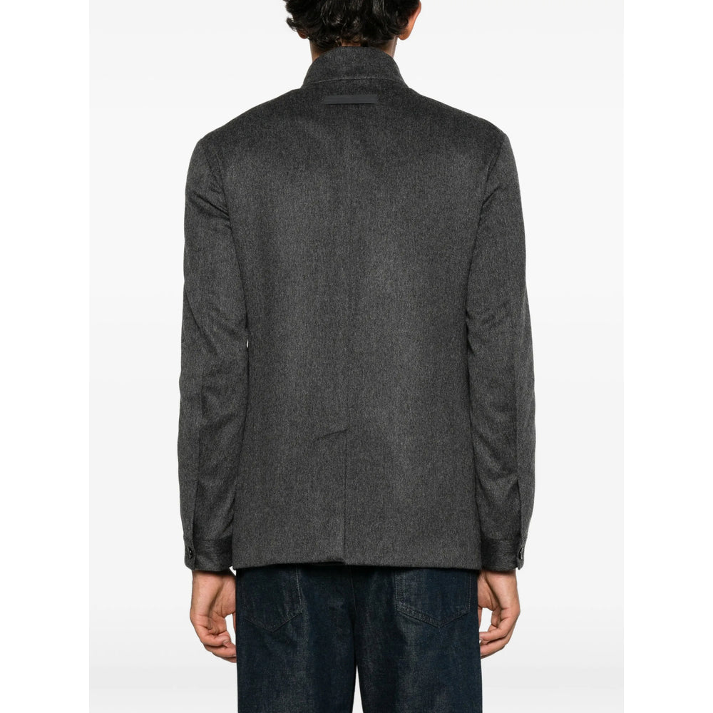 Zegna Grey Coats Men ZEGNA