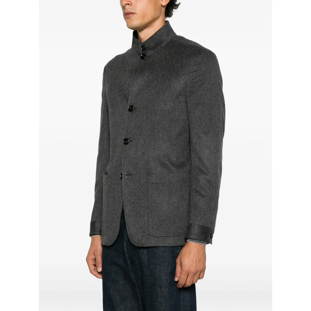 Zegna Grey Coats Men ZEGNA