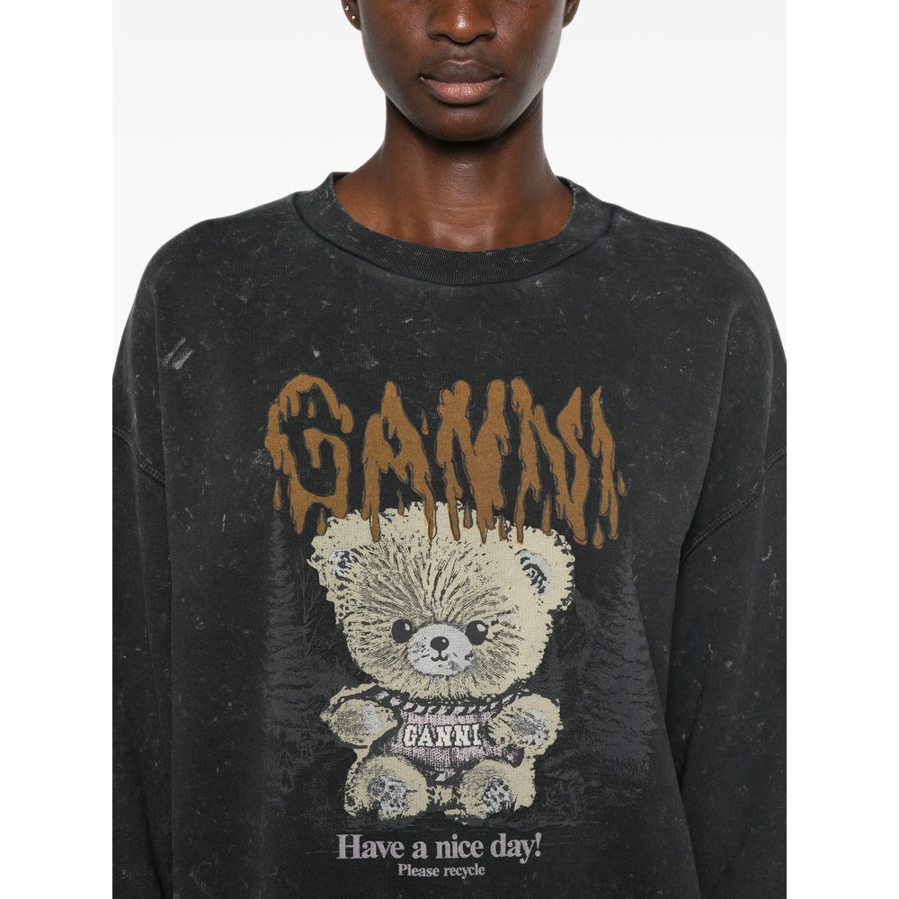 Ganni Black Tops - Sweatshirts Women GANNI