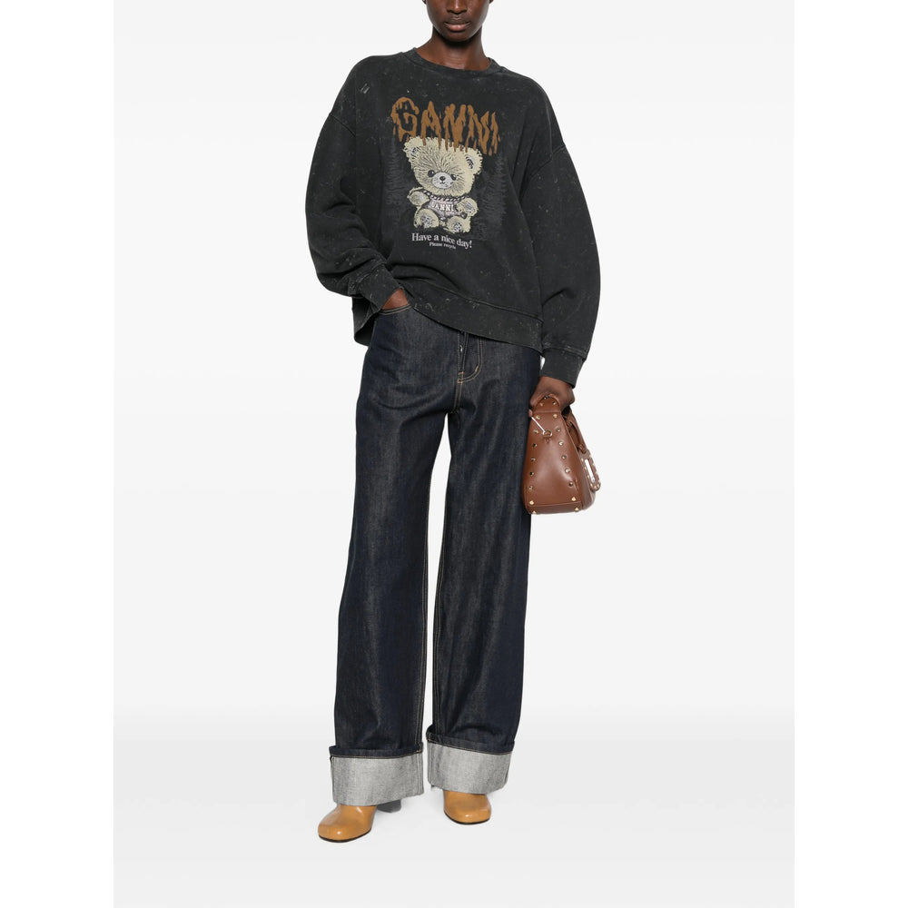 Ganni Black Tops - Sweatshirts Women GANNI