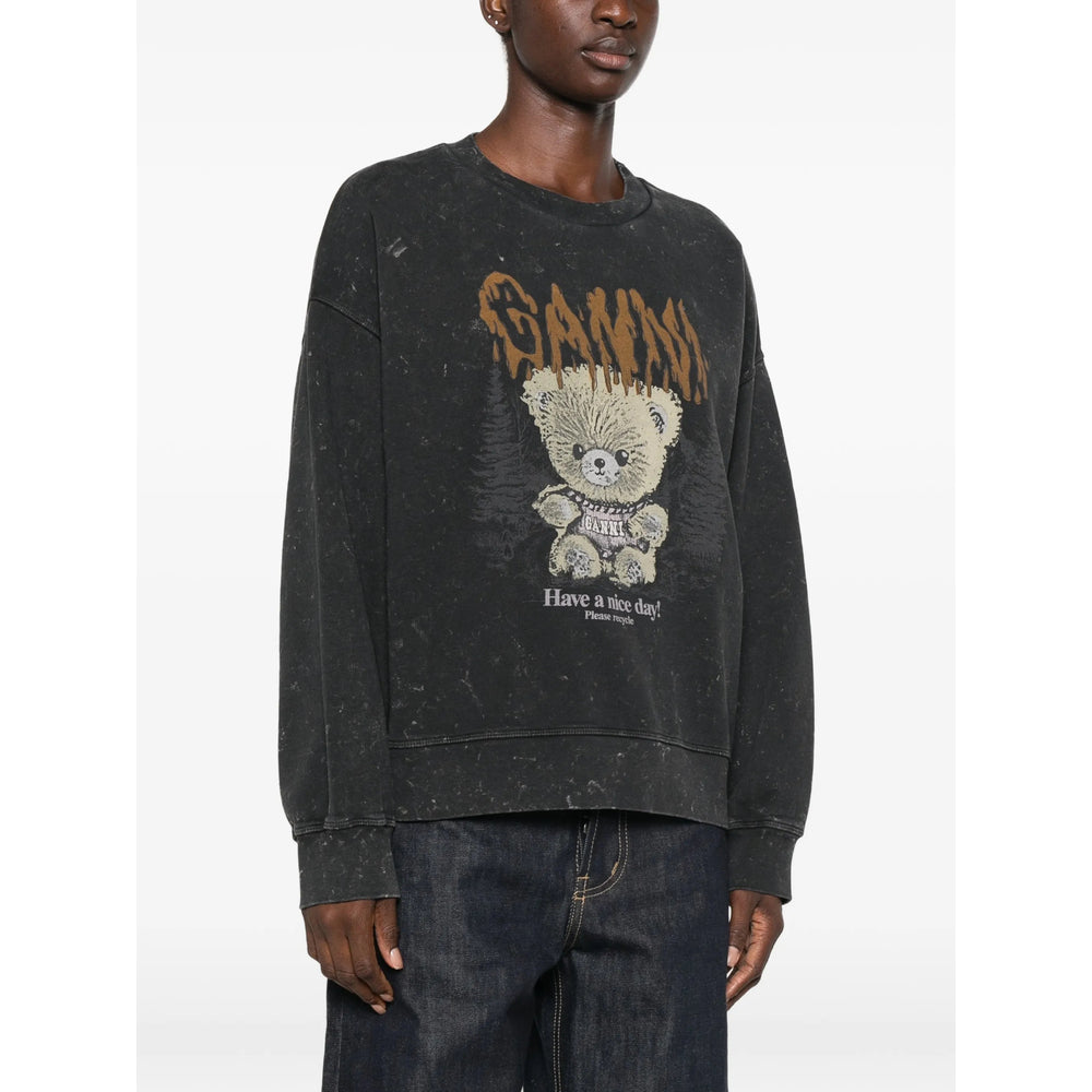 Ganni Black Tops - Sweatshirts Women GANNI
