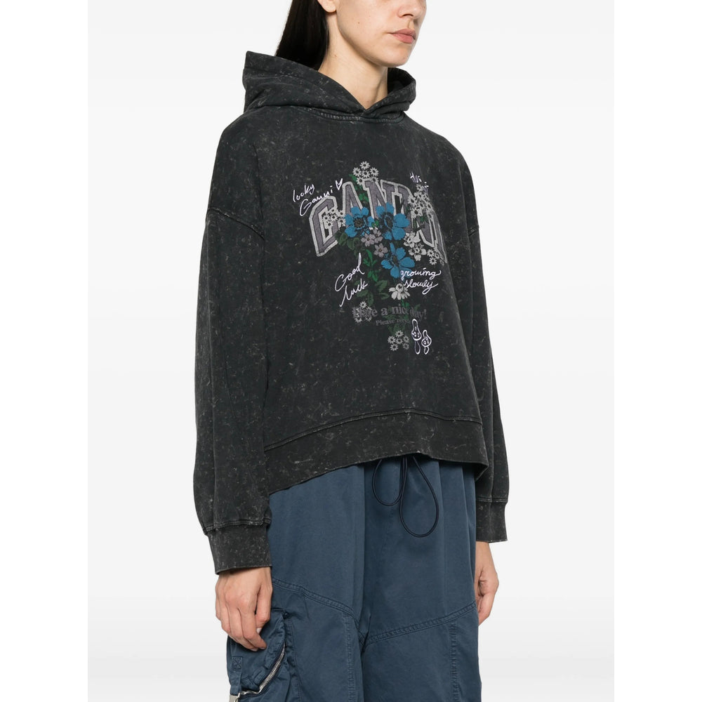 Ganni Grey Tops - Hoodies Women GANNI