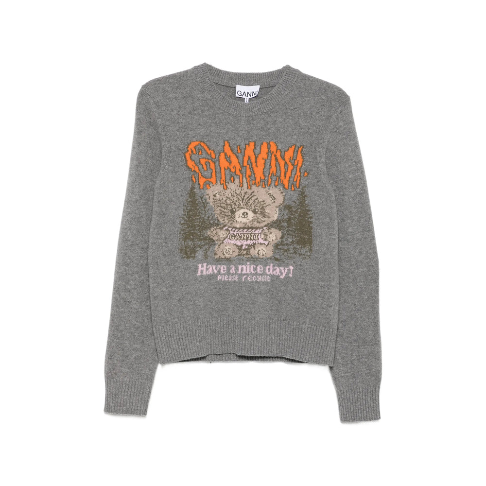 Ganni Grey Knitwear - Jumpers Women GANNI