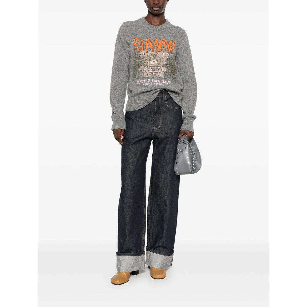 Ganni Grey Knitwear - Jumpers Women GANNI