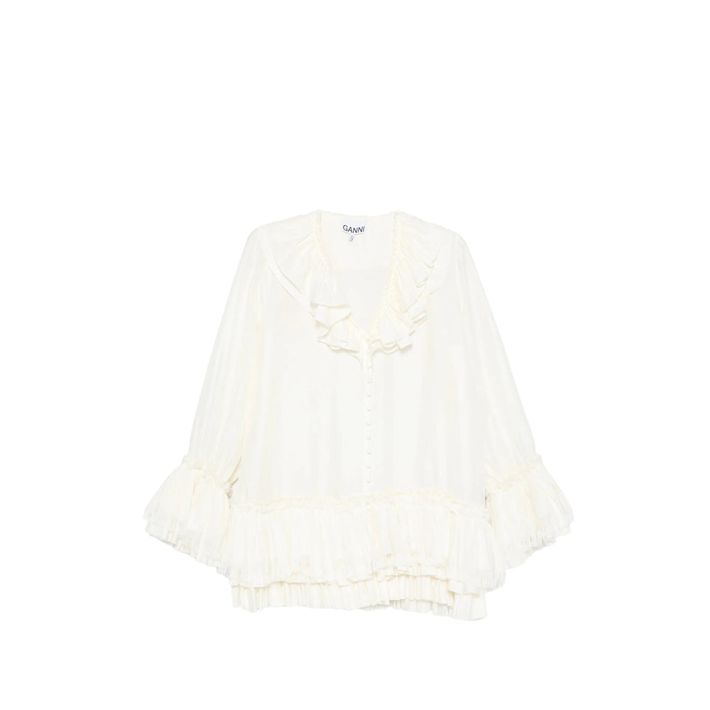 Ganni White Tops - Blouses Women GANNI