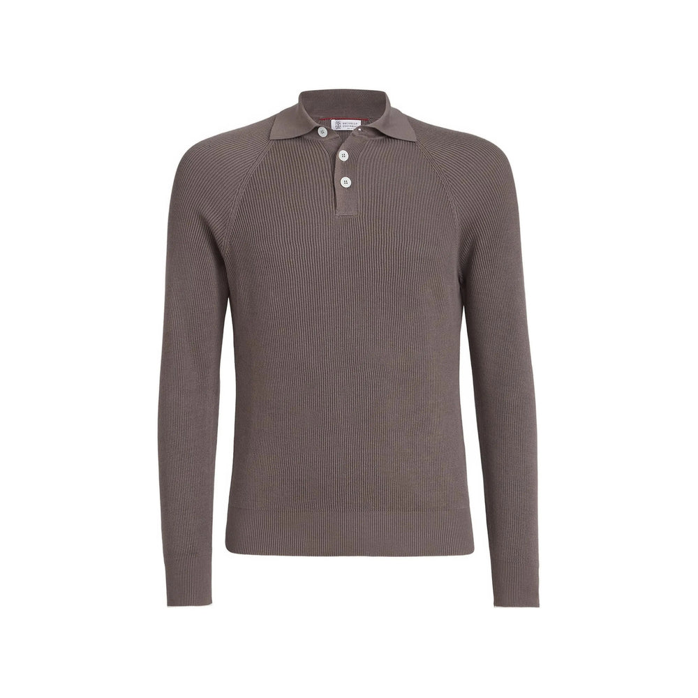 Brunello Cucinelli Brown Polo Shirts Men BRUNELLO CUCINELLI