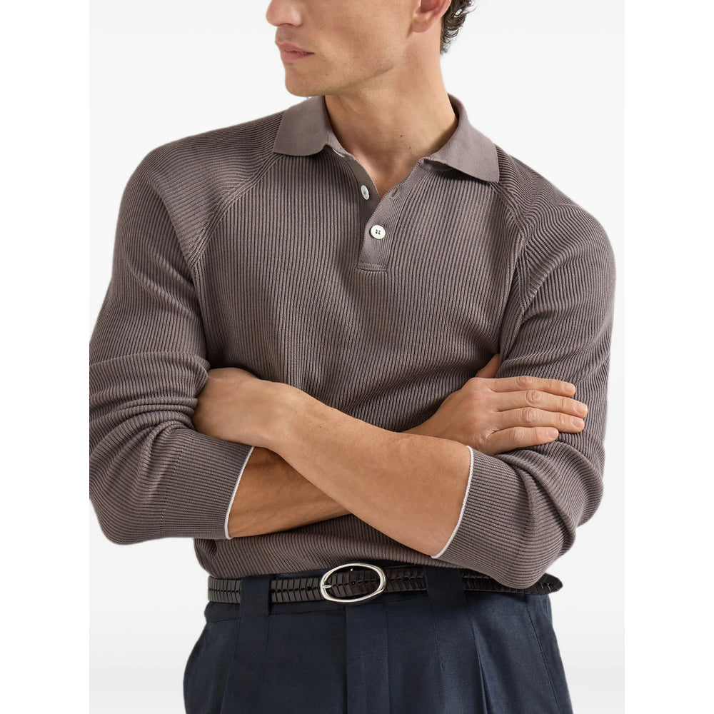 Brunello Cucinelli Brown Polo Shirts Men BRUNELLO CUCINELLI