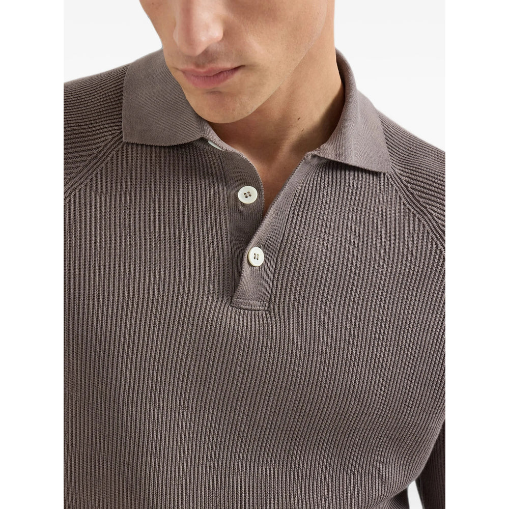 Brunello Cucinelli Brown Polo Shirts Men BRUNELLO CUCINELLI