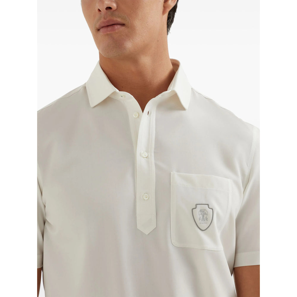 Brunello Cucinelli White Polo Shirts Men BRUNELLO CUCINELLI
