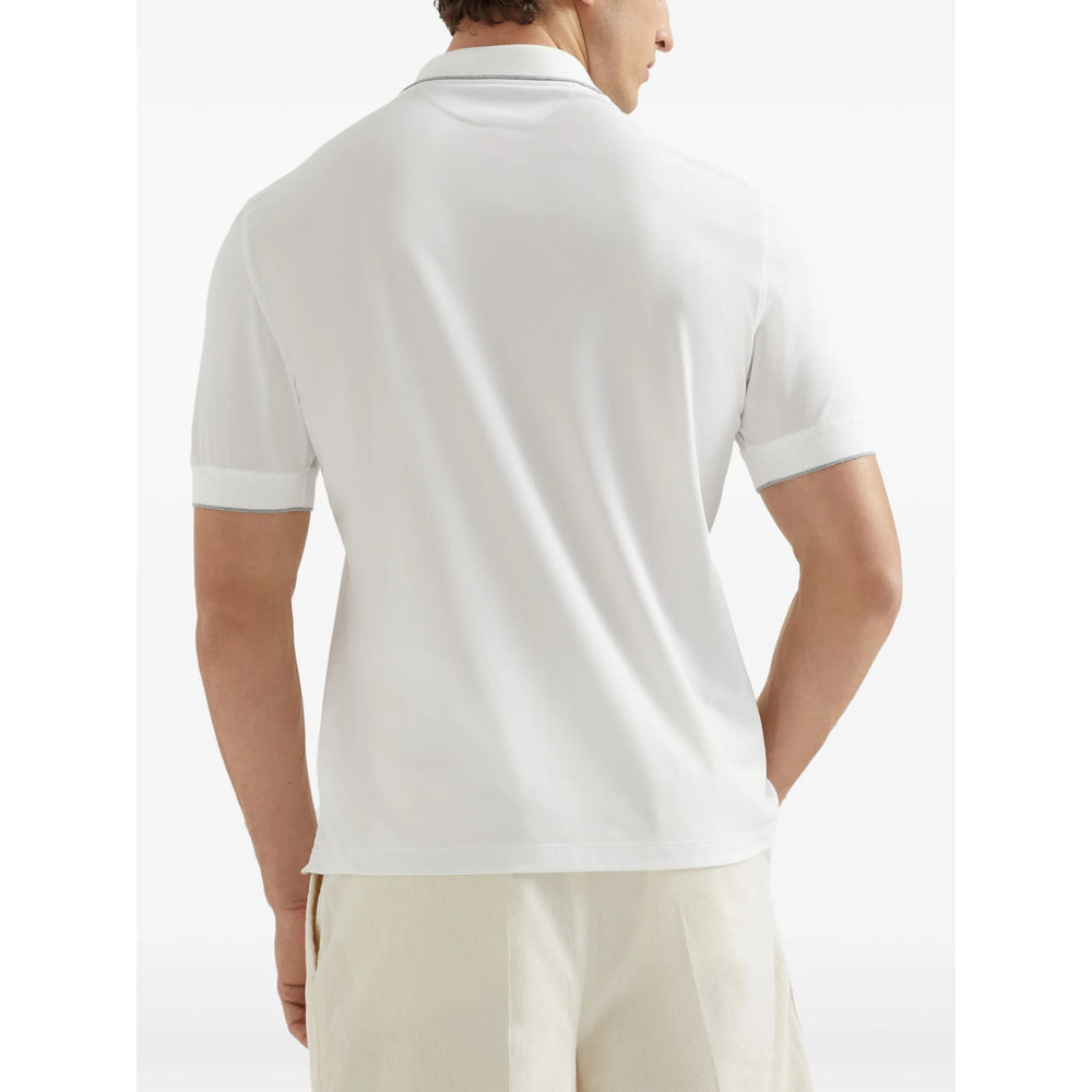Brunello Cucinelli White Polo Shirts Men BRUNELLO CUCINELLI