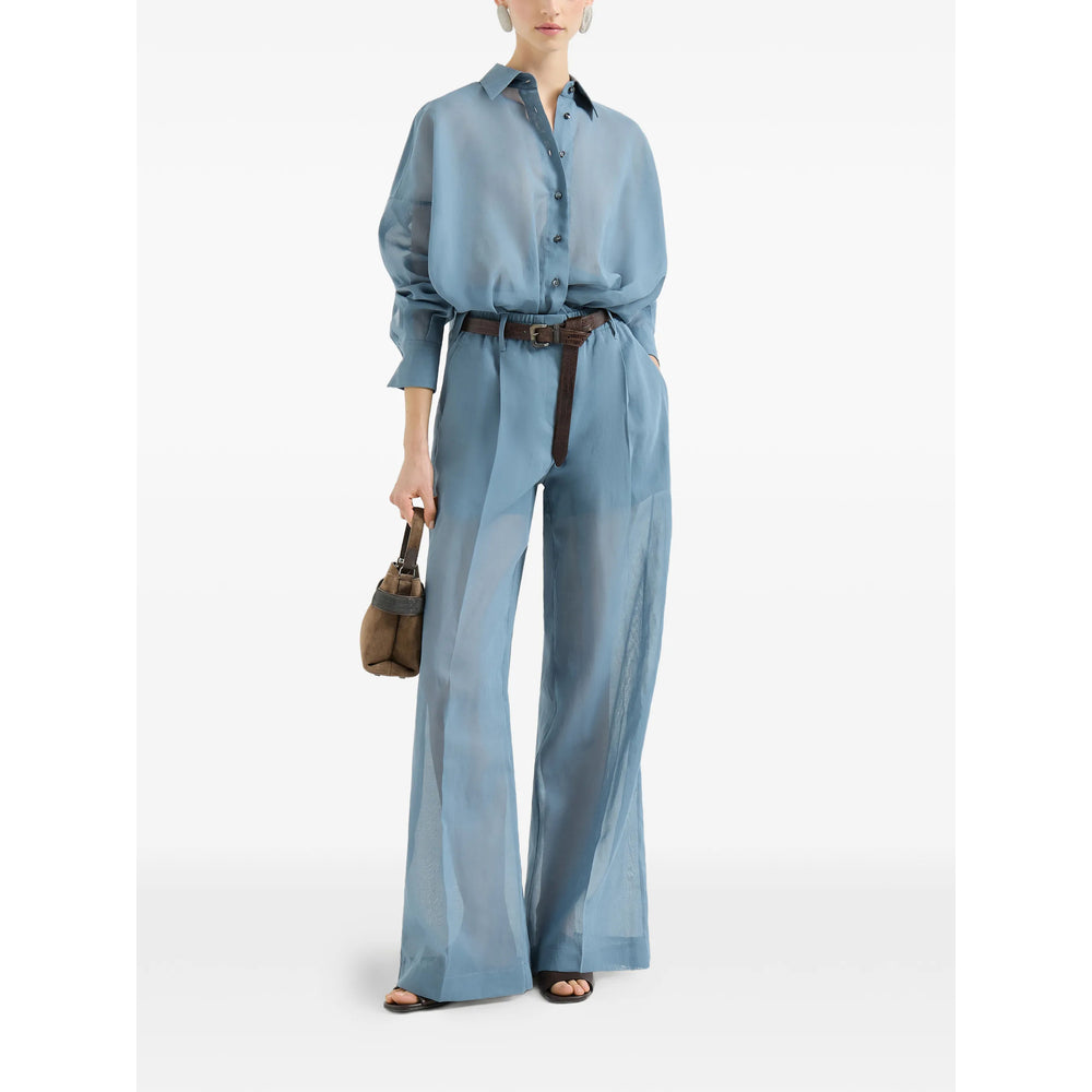 Brunello Cucinelli Blue Trousers - Palazzo Pants Women BRUNELLO CUCINELLI