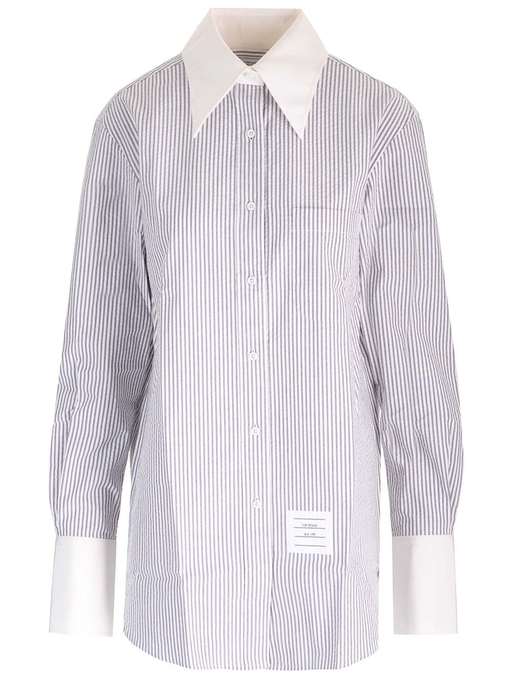 Thom Browne Women Seersucker Long Shirt THOM BROWNE