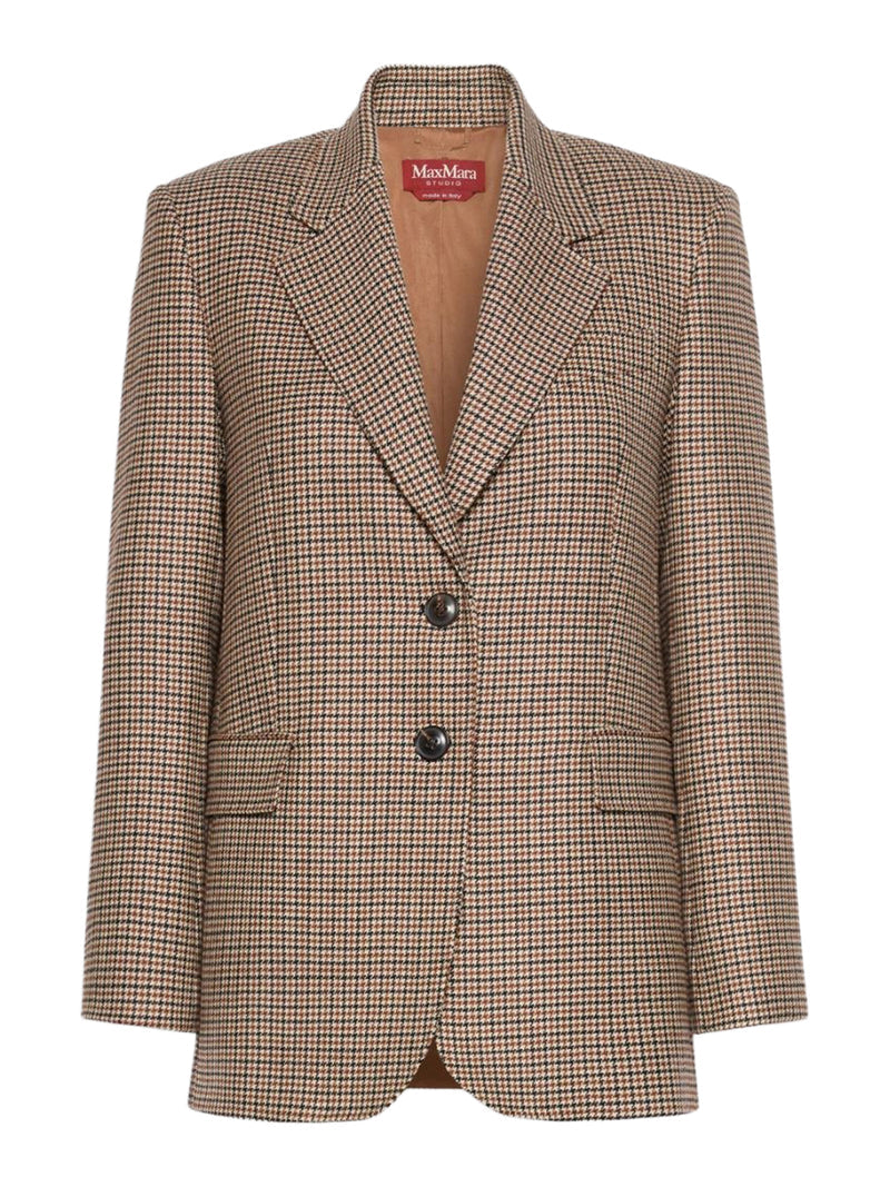 Max Mara Studio Women Single-Breasted Yarn-Dyed Wool Blazer MAX MARA STUDIO