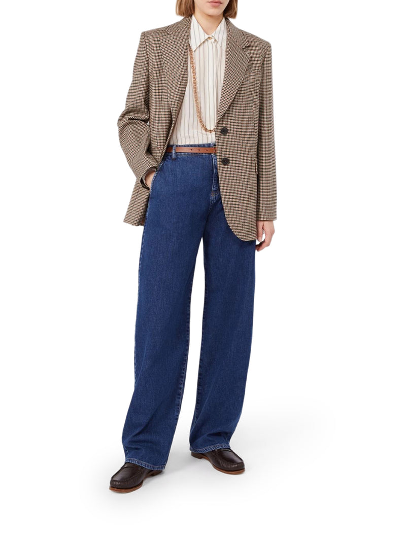 Max Mara Studio Women Single-Breasted Yarn-Dyed Wool Blazer MAX MARA STUDIO