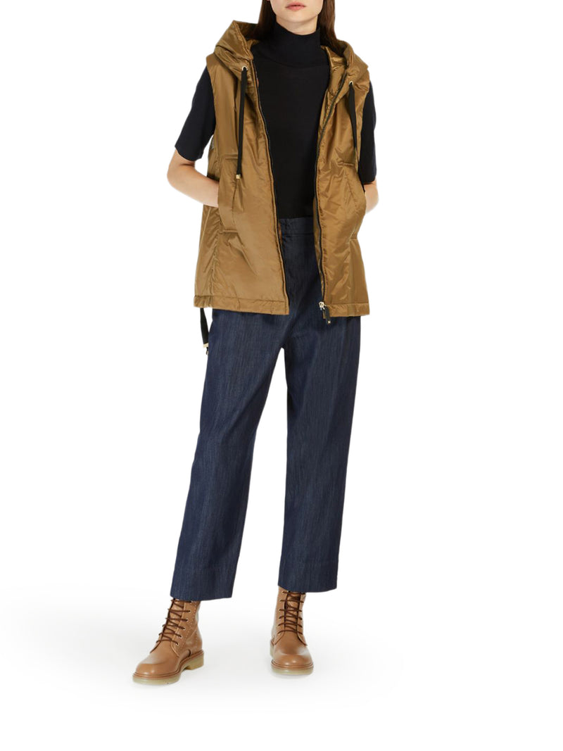 Max Mara The Cube Women Padded Vest With Hood In Waterproof Canvas MAX MARA THE CUBE