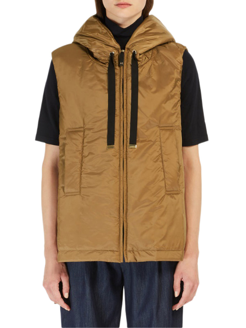 Max Mara The Cube Women Padded Vest With Hood In Waterproof Canvas MAX MARA THE CUBE