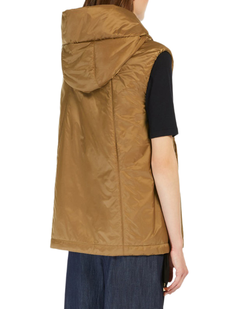 Max Mara The Cube Women Padded Vest With Hood In Waterproof Canvas MAX MARA THE CUBE
