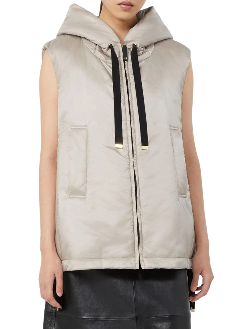 Max Mara The Cube Women Padded Vest With Hood In Waterproof Canvas MAX MARA THE CUBE