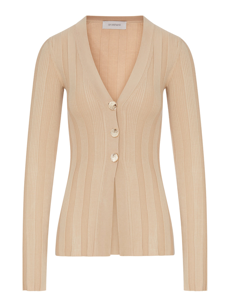Sportmax Women Slim Ribbed Viscose Cardigan SPORTMAX