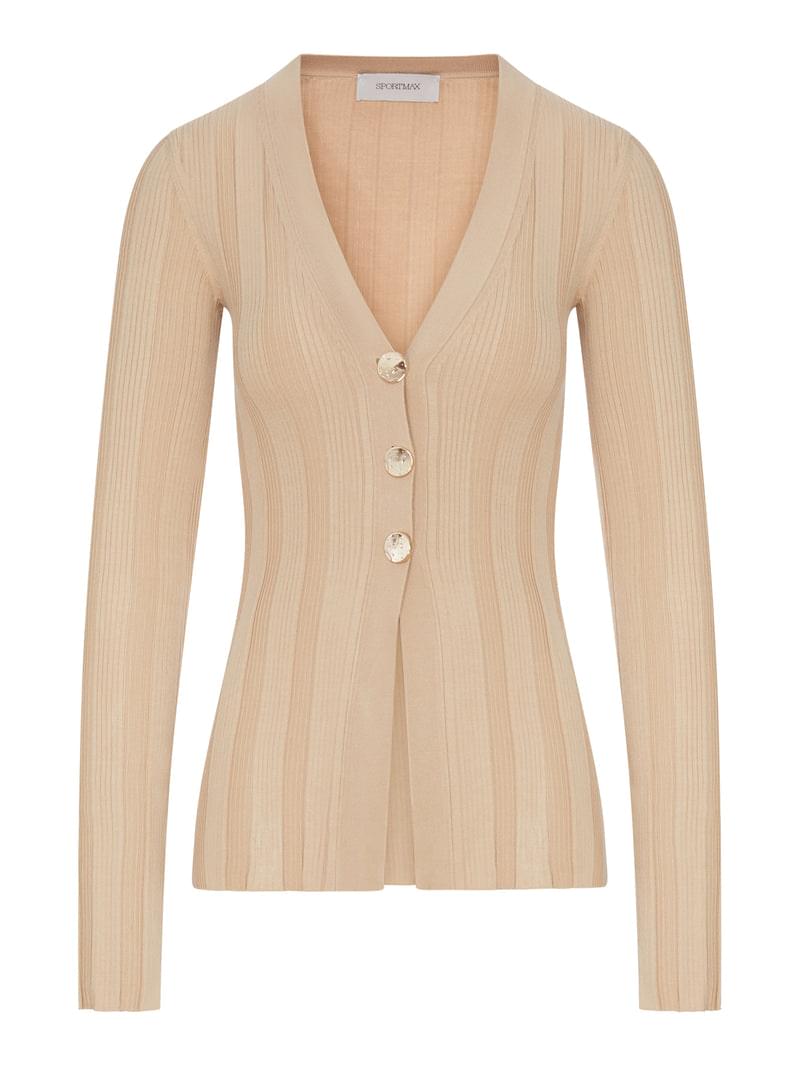 Sportmax Women Slim Ribbed Viscose Cardigan SPORTMAX