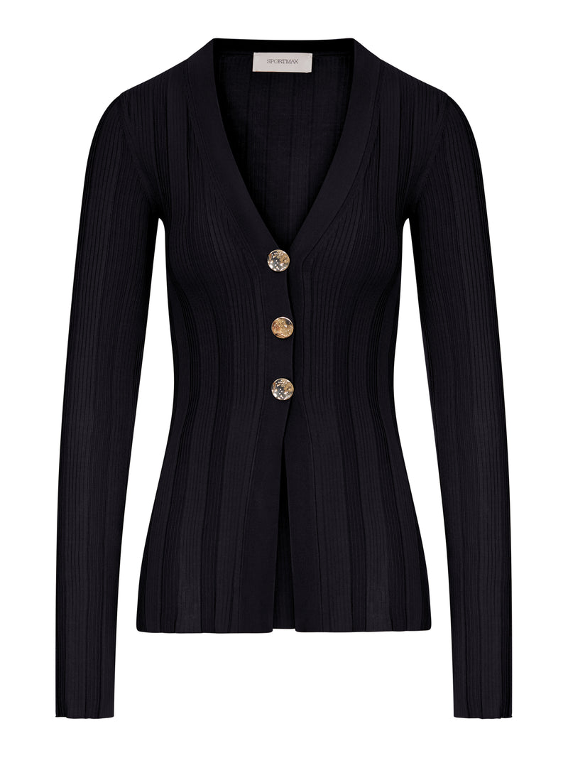 Sportmax Women Slim Ribbed Viscose Cardigan SPORTMAX