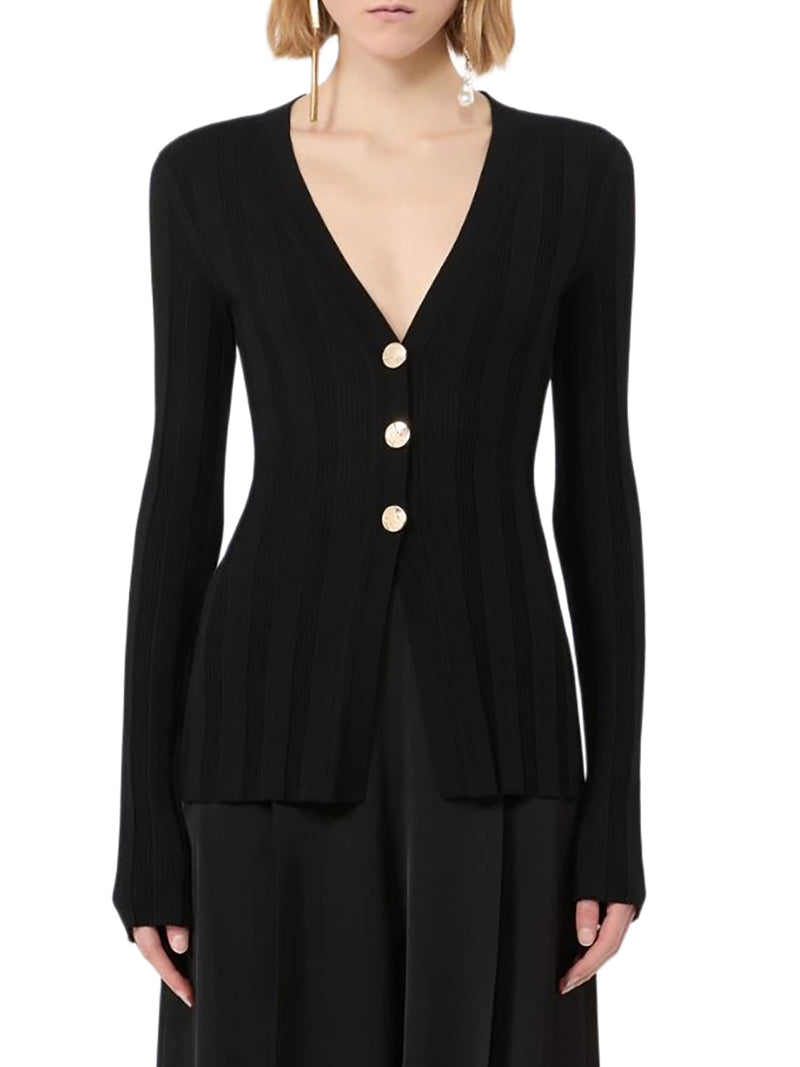 Sportmax Women Slim Ribbed Viscose Cardigan SPORTMAX