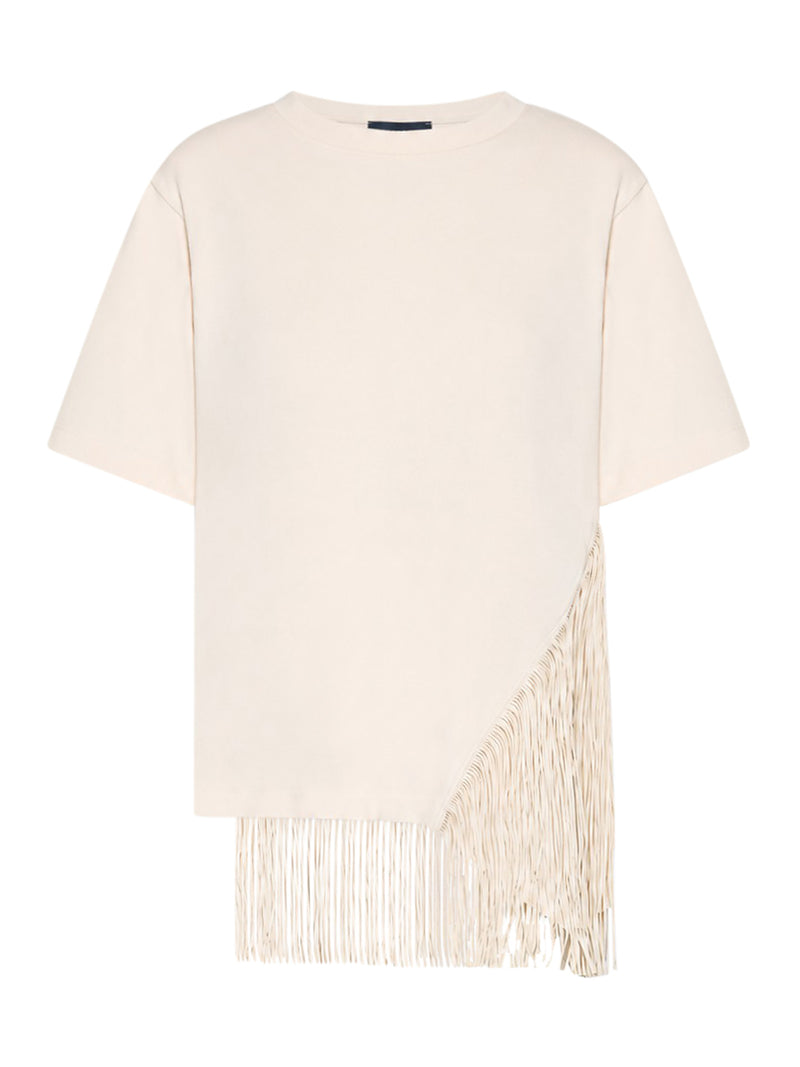 Sportmax Women Cotton T-Shirt With Fringes SPORTMAX