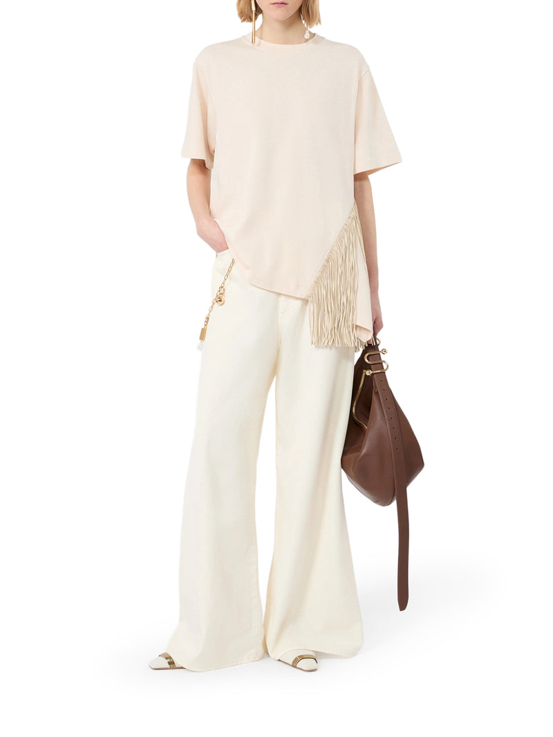 Sportmax Women Cotton T-Shirt With Fringes SPORTMAX