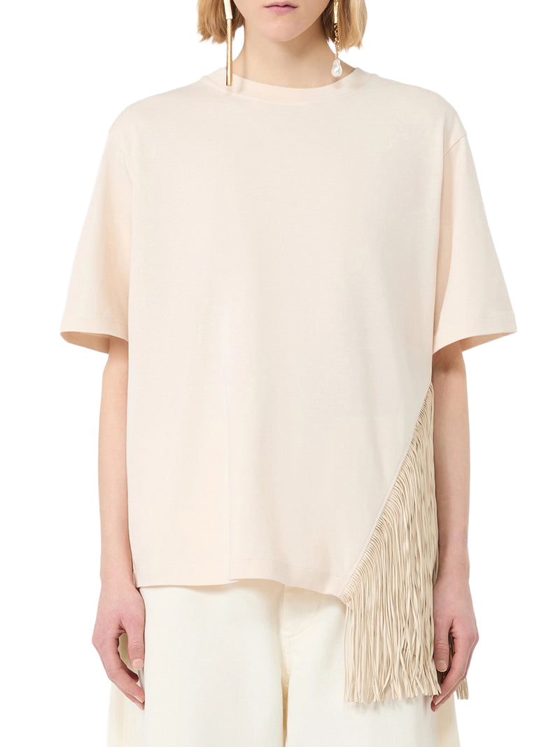Sportmax Women Cotton T-Shirt With Fringes SPORTMAX