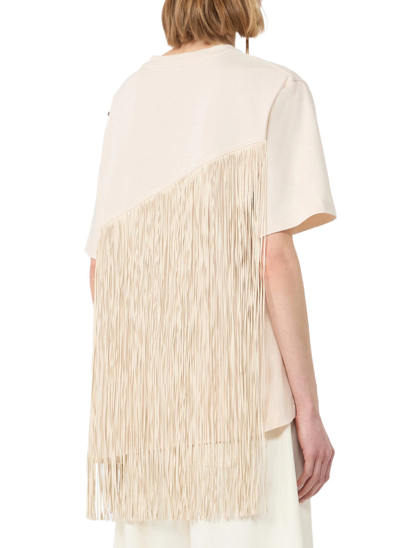 Sportmax Women Cotton T-Shirt With Fringes SPORTMAX