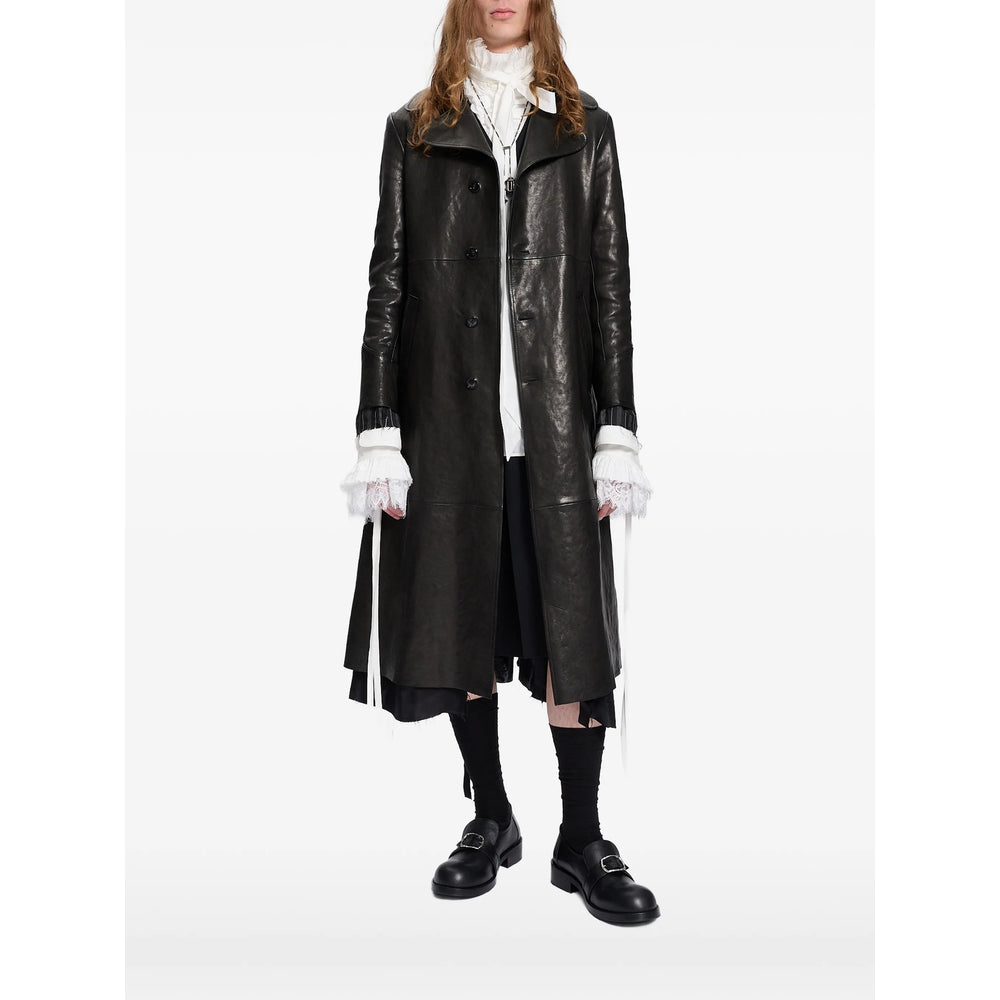 Ann Demeulemeester Black Coats - Leather Coats Men ANN DEMEULEMEESTER