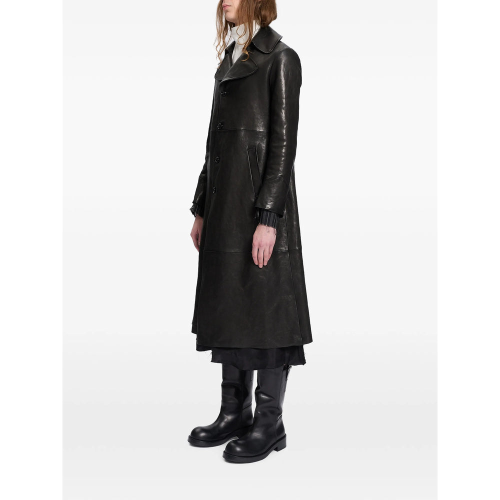 Ann Demeulemeester Black Coats - Leather Coats Men ANN DEMEULEMEESTER