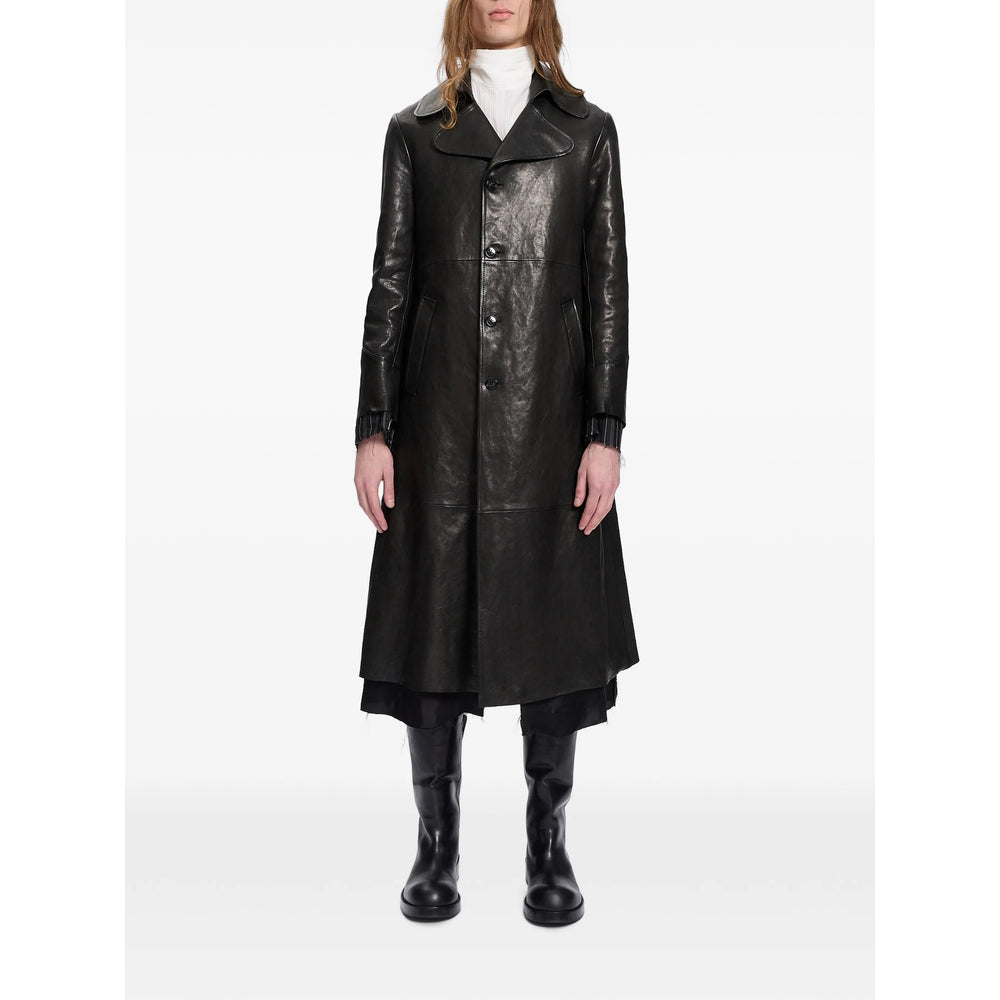 Ann Demeulemeester Black Coats - Leather Coats Men ANN DEMEULEMEESTER