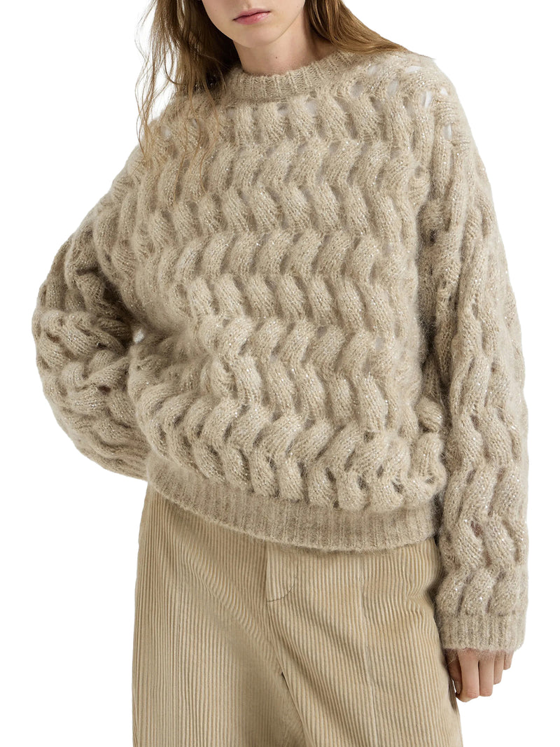 Brunello Cucinelli Women Dazzling Zigzag Cable Sweater BRUNELLO CUCINELLI