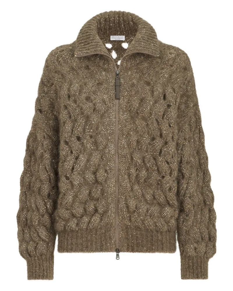 Brunello Cucinelli Women Cardigan Dazzling Zigzag Cables In Mohair E Lana BRUNELLO CUCINELLI