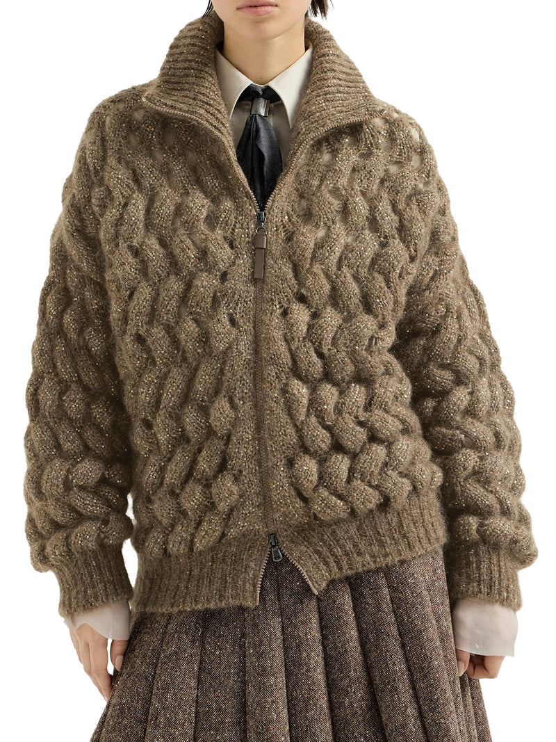 Brunello Cucinelli Women Cardigan Dazzling Zigzag Cables In Mohair E Lana BRUNELLO CUCINELLI