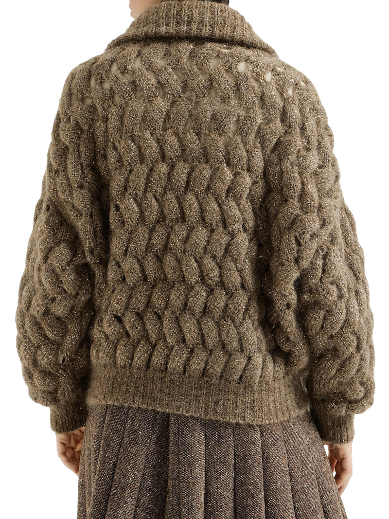 Brunello Cucinelli Women Cardigan Dazzling Zigzag Cables In Mohair E Lana BRUNELLO CUCINELLI