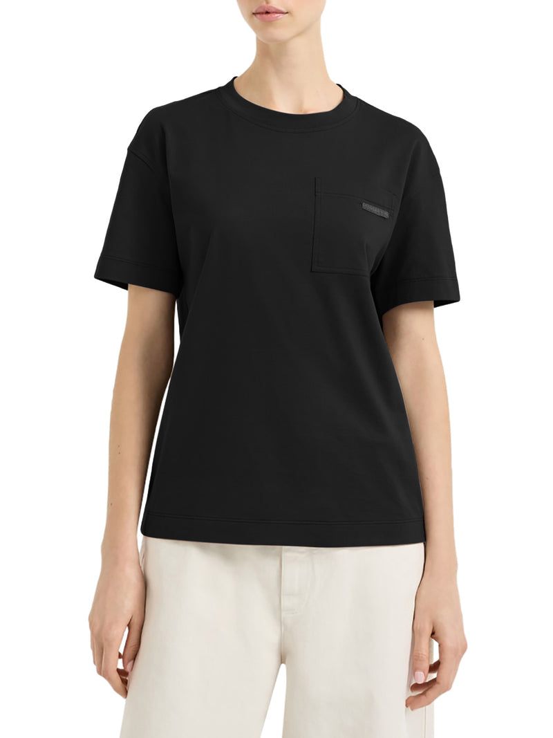 Brunello Cucinelli Women Crew Neck Cotton T-Shirt With Mobile Application BRUNELLO CUCINELLI