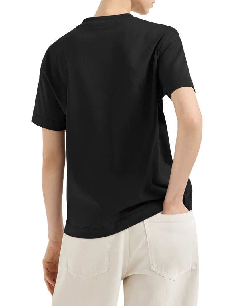 Brunello Cucinelli Women Crew Neck Cotton T-Shirt With Mobile Application BRUNELLO CUCINELLI