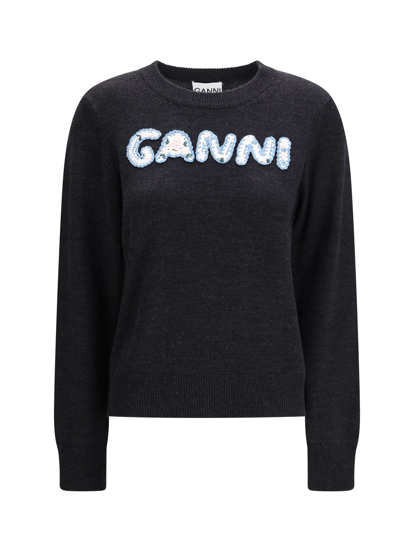 Ganni Women Crochet Appliqué Merino Sweater GANNI