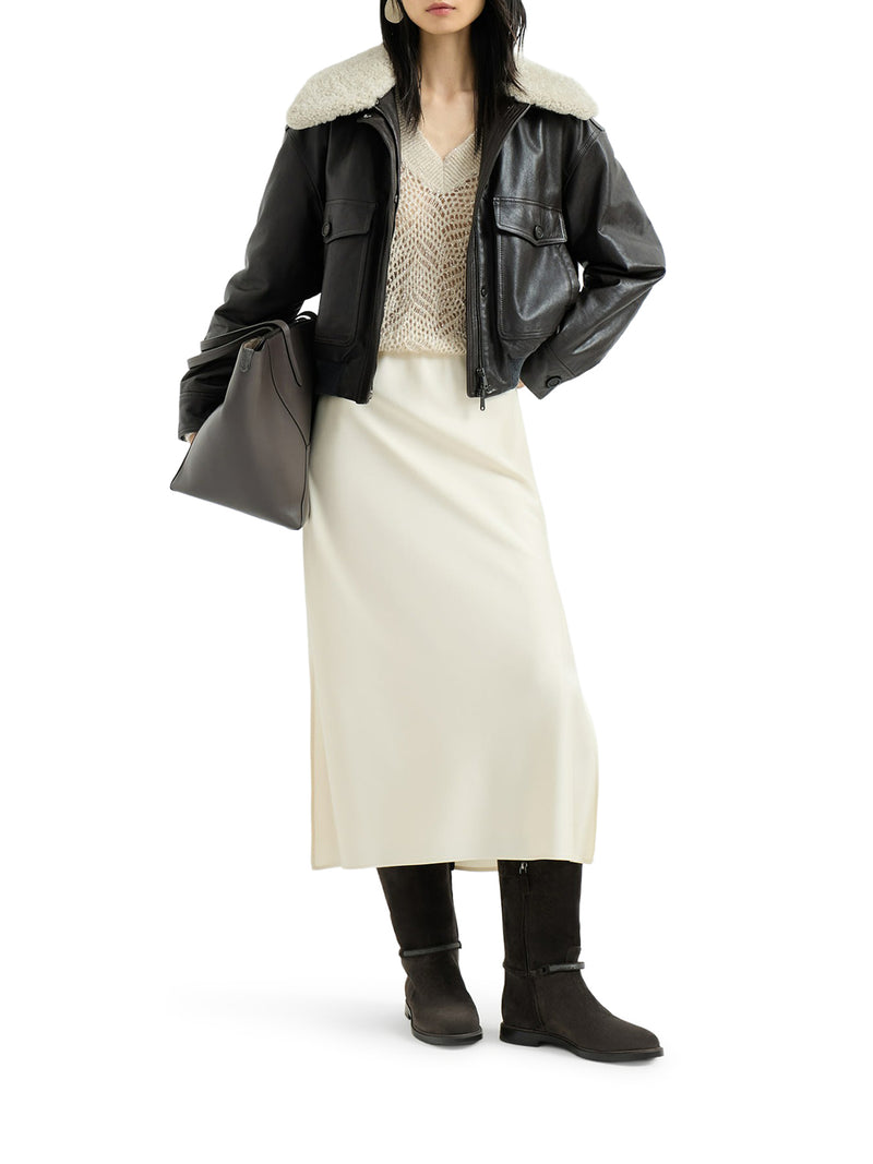 Brunello Cucinelli Women Pencil Fluid Skirt In Cady Satin BRUNELLO CUCINELLI