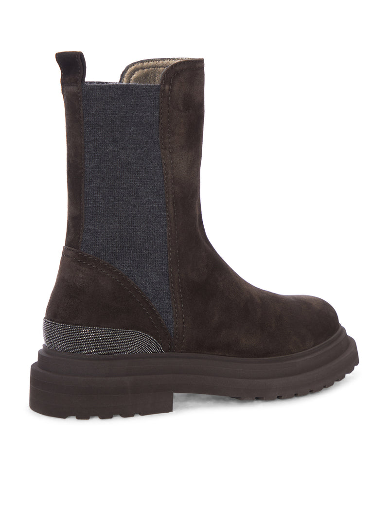 Brunello Cucinelli Women Suede Chelsea Boot With Luggage Sole BRUNELLO CUCINELLI